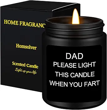 Black candle labeled for dad's use