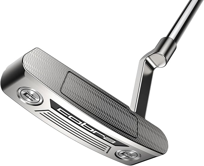 Silver putter club with textured grip