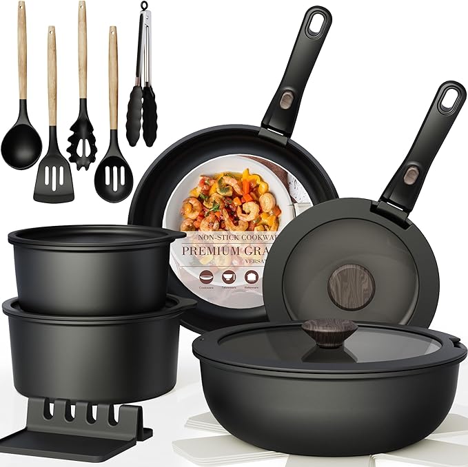 Kitchen essentials cookware set displayed