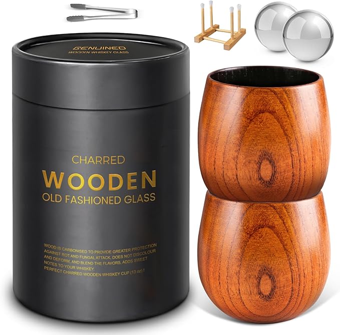 Elegant wooden cups and packaging