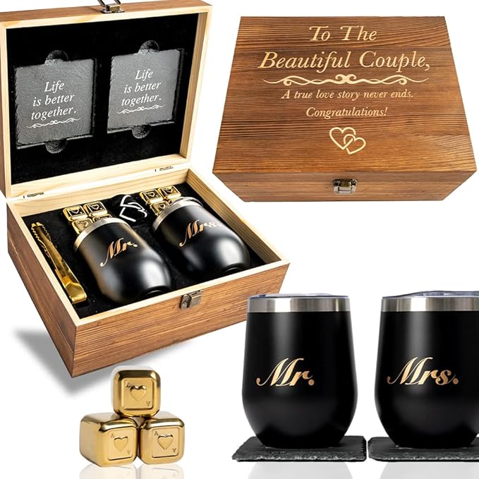Elegant couple's gift box with accessories