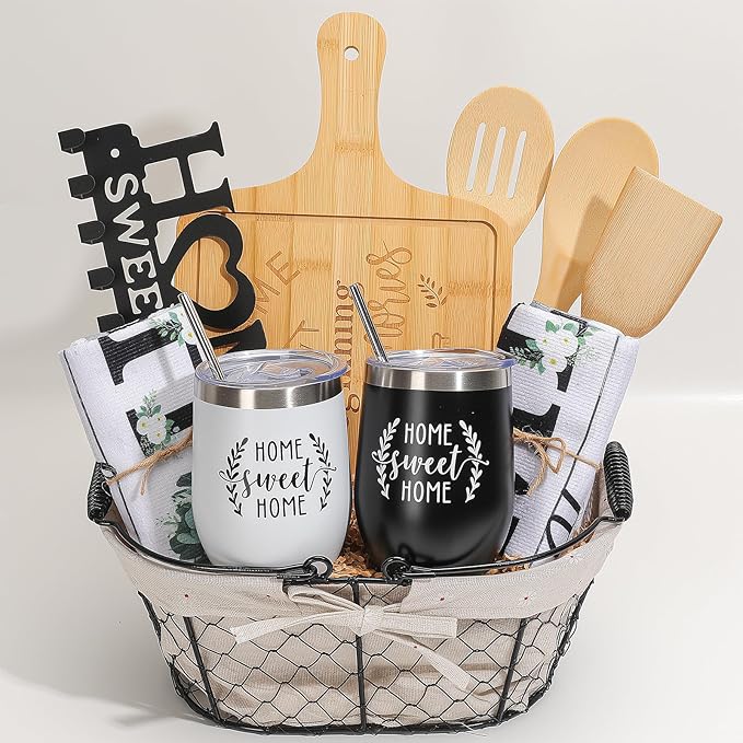 Cozy home decor basket with utensils