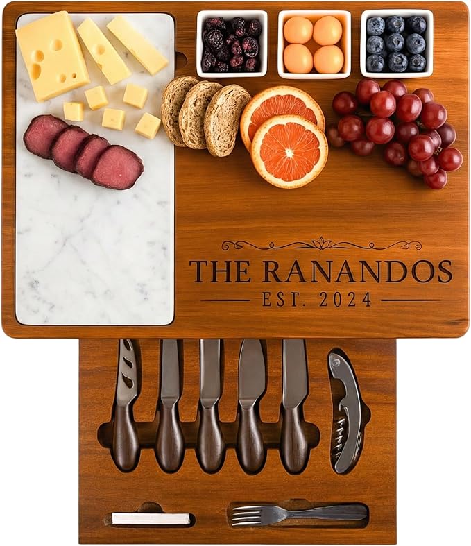 Elegant charcuterie board with assorted snacks