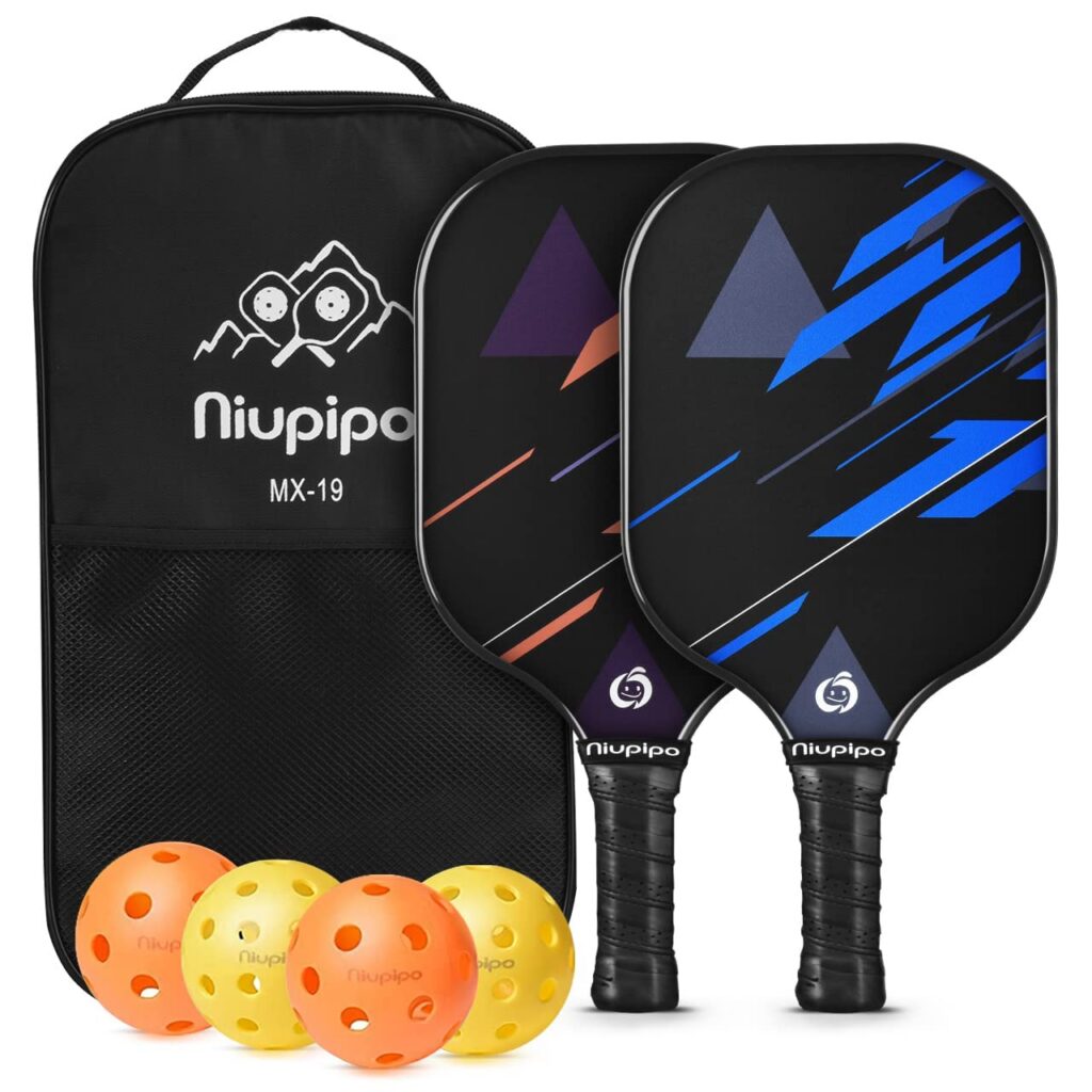 Pickleball paddles, balls, and carrying case.